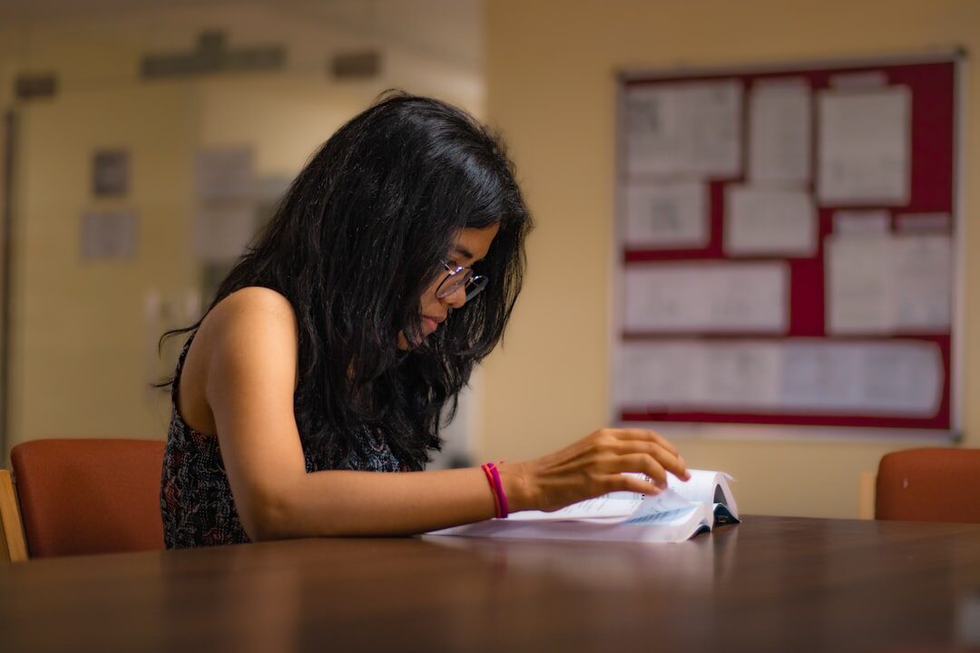 woman reading documents