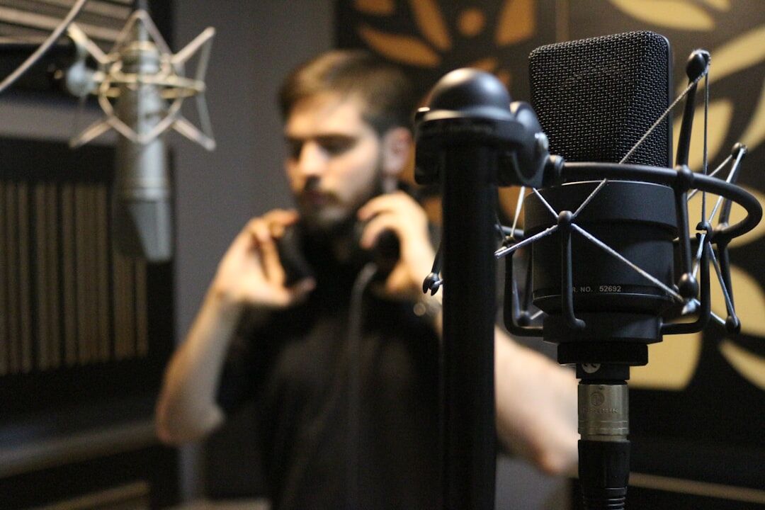 singer in studio recording